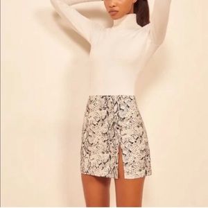 Reformation silk mini skirt python snake print 8